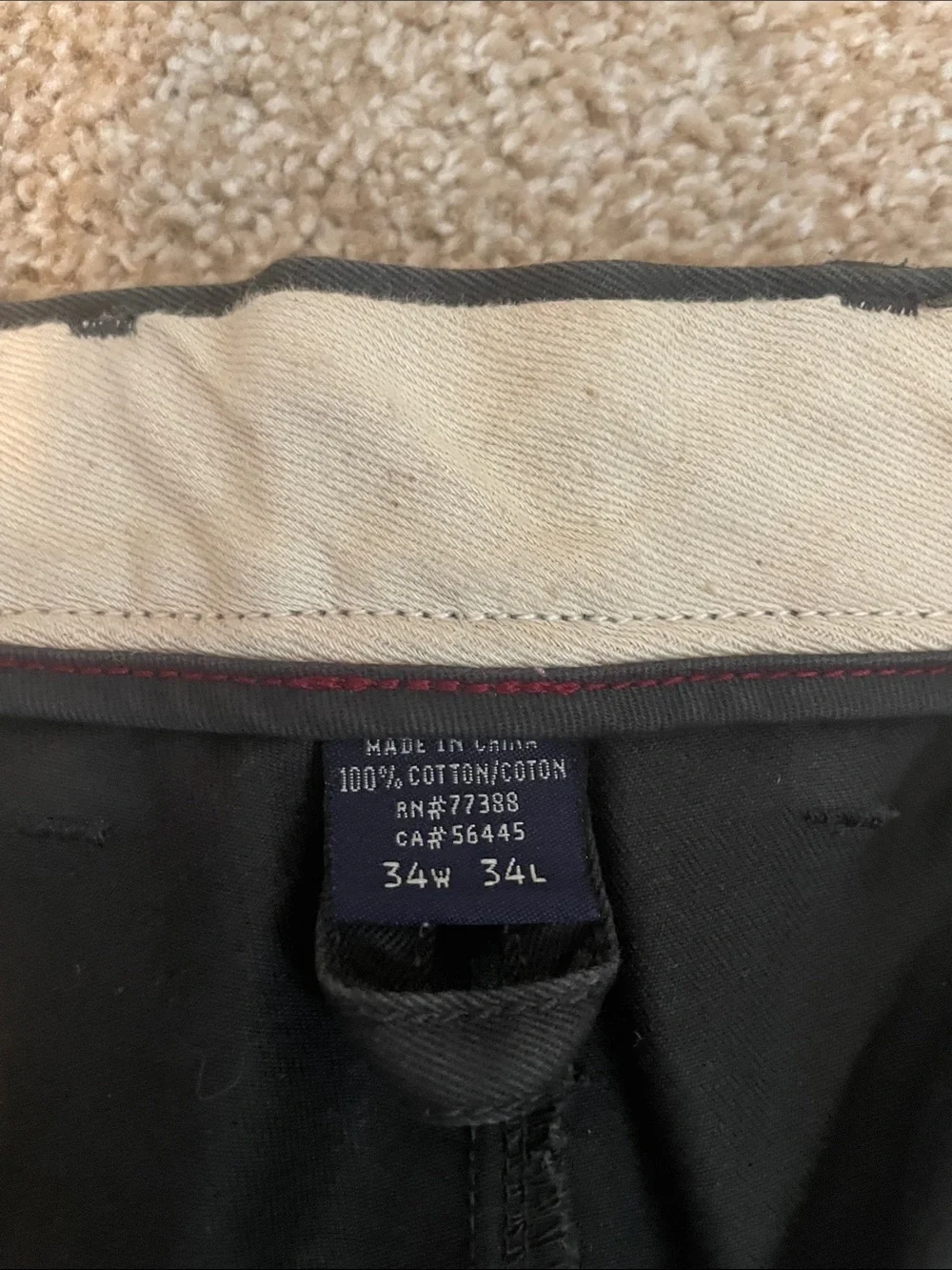 J. Crew Men's Dark Charcoal Gray/Black Chino Pants 34x34